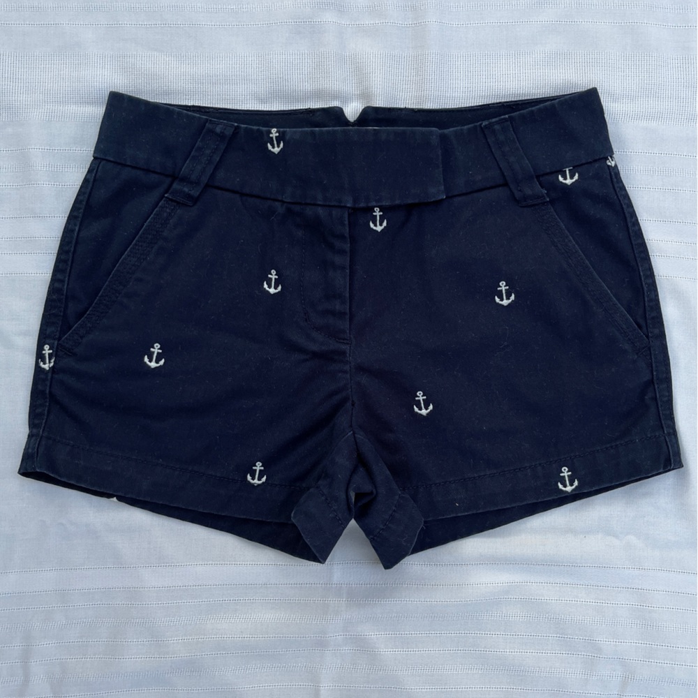 J crew navy shorts w/ embroidered anchors size 0